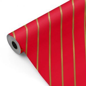 Bobina Papel de regalo CLASSIC • 20200415 Rayas Rojo Oro • 62cm y 31cm x 100m-mkp