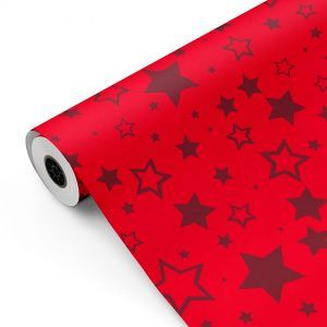 Bobina Papel de regalo ESTRELLAS Pop-2 | 31 cm o 62 cm x 100 metros (ROJO)
