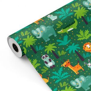 Bobina Papel de regalo Animales de la SELVA, 31 cm o 62 cm x 100 metros