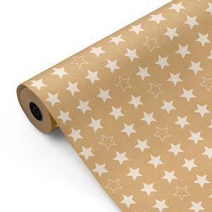 Bobina papel de regalo ESTRELLAS kraft y Blanco–mckp