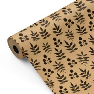 Bobina papel de regalo Motivo Floral Kraft y Negro–mckp