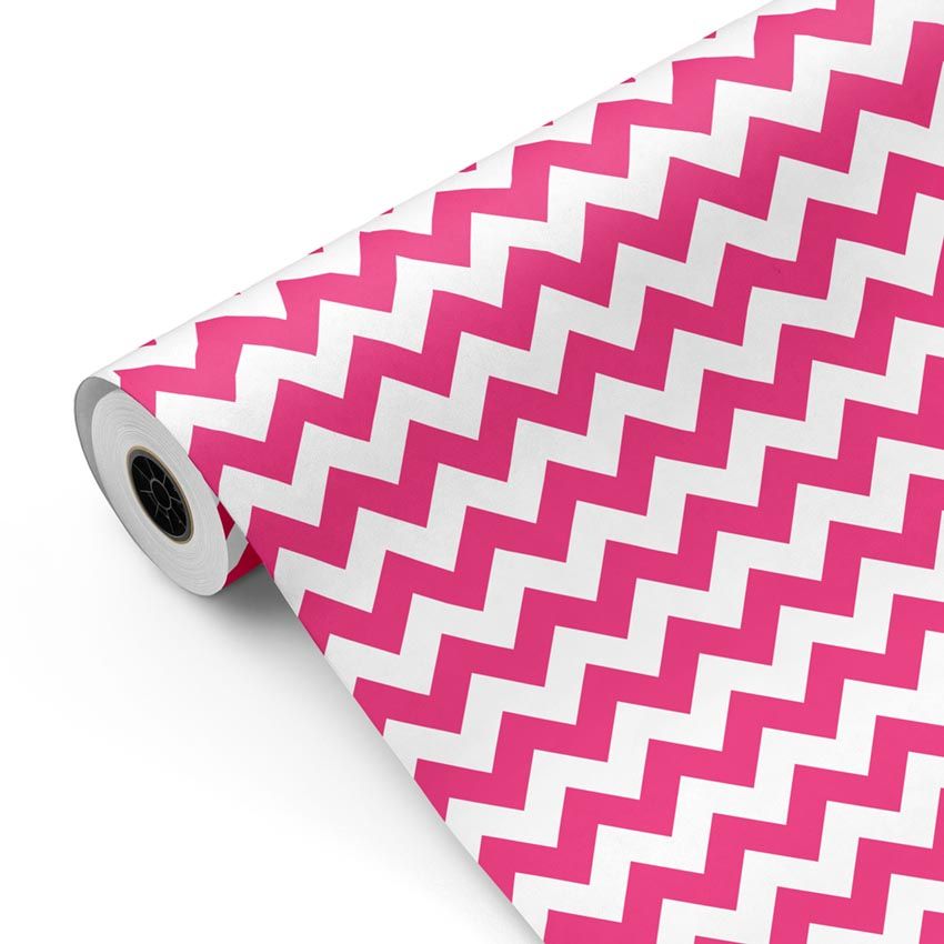 Bobina papel de regalo chevron 2024 Fucsia 7424 y Blanco mckp