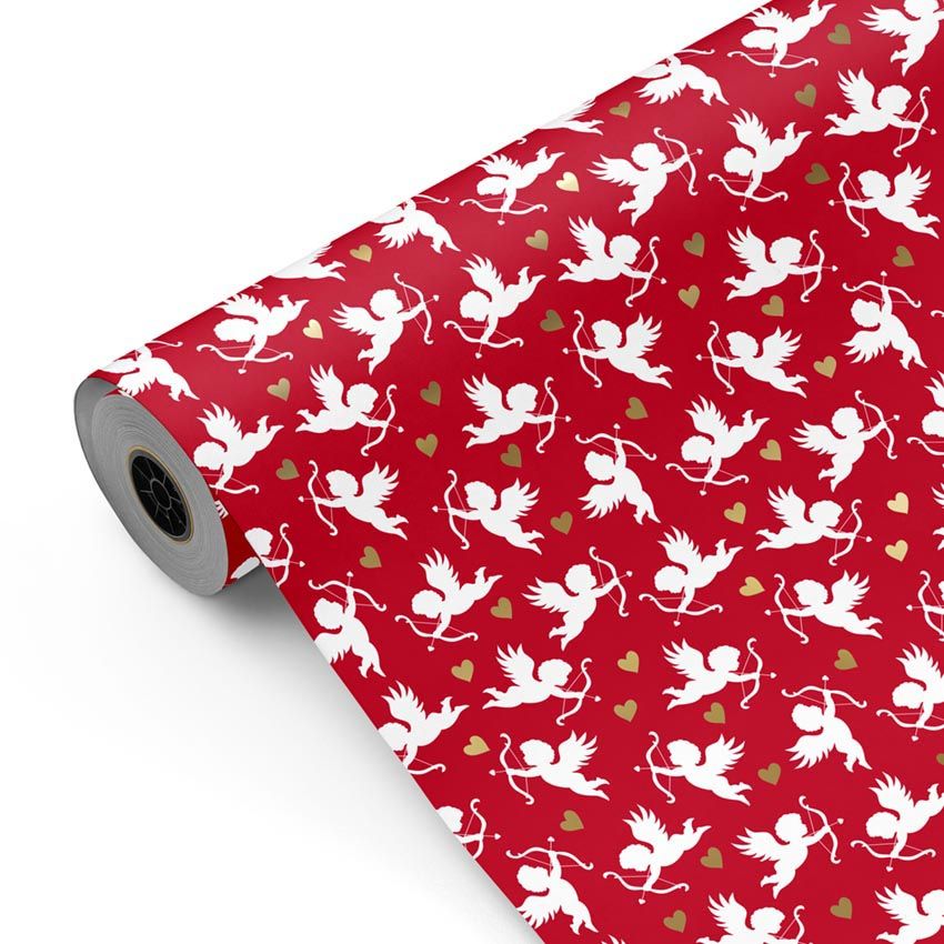 Bobina papel de regalo Cupido Rosa 183 Rojo y Oro-mckp