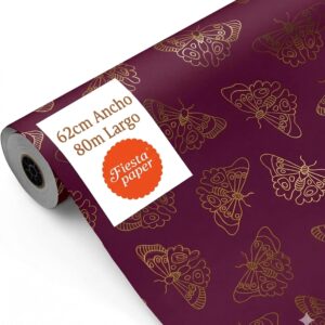 Bobina Papel Regalo Mariposas Doradas 62cm x 80m